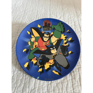 Vintage 1994 Batman & Robin DC Comics Melamine Plate, Animated Series Era